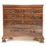 Georgian design mahogany chest with brushing slide over two short and three long drawers