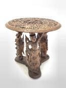 20th century Burmese carved hardwood occasional table