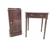 Victorian mahogany bedside cupboard with raised back over single panelled door
