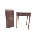 Victorian mahogany bedside cupboard with raised back over single panelled door