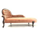 Victorian style stained beech framed chaise longue