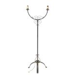 Antique design scrolled wrought iron two branch chandelier