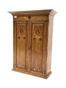 Early 20th century Art Nouveau oak wall hanging cupboard