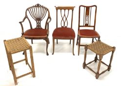 Three Edwardian mahogany salon chairs