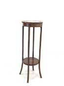 Edwardian inlaid mahogany two tier plant stand