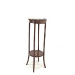 Edwardian inlaid mahogany two tier plant stand