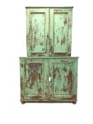 19th century stained and painted pine country kitchen press