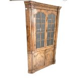 George II style figured walnut floor standing corner cabinet