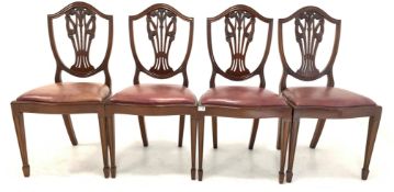 Set four 20th century mahogany Hepplewhite style dining chairs with drop in seats