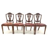 Set four 20th century mahogany Hepplewhite style dining chairs with drop in seats