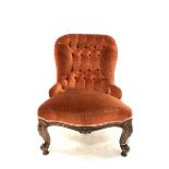 Victorian walnut framed button back upholstered chair