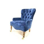 Quality Victorian style upholstered button back armchair