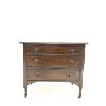 20th century oak chest fitted with three graduated drawers