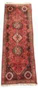 Persian Hamadan design red ground runner rug