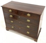 Georgian mahogany chest fitted with two short and three long graduated cock beaded drawers with plat