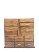 20th century walnut collectors chest fitted with drawers of various sizes W35cm