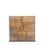 20th century walnut collectors chest fitted with drawers of various sizes W35cm