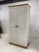 Pine double wardrobe with interior fitted for hanging W90cm