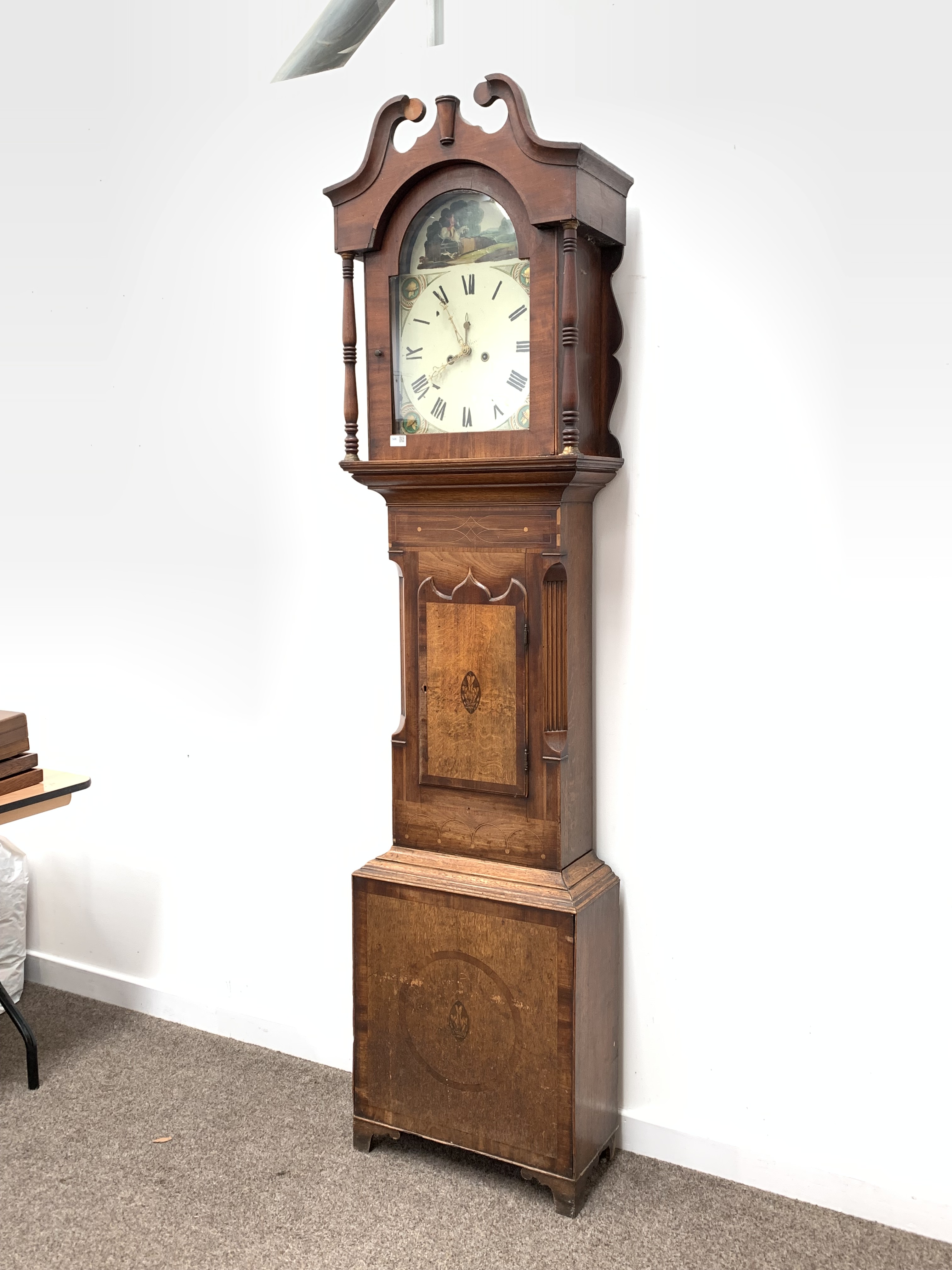 Late Georgian oak and mahogany longcase clock - Image 6 of 9