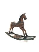 Small early 20th century carved and painted rocking horse L120cm