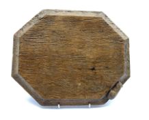 Thompson of Kilburn Mouseman oak bread board of canted rectangular shape