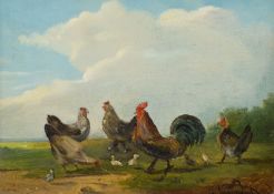 Frans (Franz) van Severdonck (Belgian 1809-1899): Chicken and Chicks in a Pasture