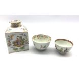 Early 20th century Continental porcelain tea caddy of square section