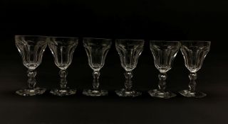 Set of six early 20th century cut glass drinking glasses of hexagonal form