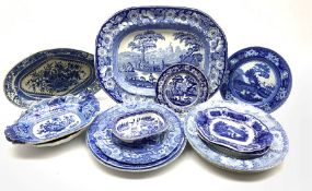 Collection of 19th century blue and white transfer printed wares