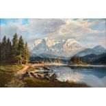 After W Hendriks: Mountain Lakeside landscape