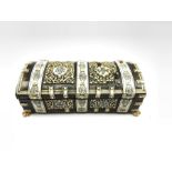 19th century Anglo-Indian Vizagapatam horn and ivory penwork work box