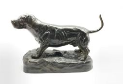 20th century dark patinated hollow cast bronze model of a Labrador