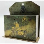 Vintage tin plate AA booklet holder 16cm x 15cm