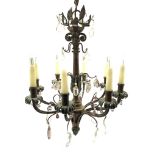 Continental toleware style eight branch chandelier