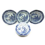 Set of three Chinese porcelain blue and white Export ware plates