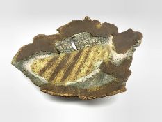 Jim Robison (born 1939): Studio pottery stoneware leaf shaped dish