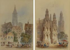 Edwin Thomas Dolby (British 1849-1895): 'Ivreux Normandy' and 'Old Fruit Market Strasburg'
