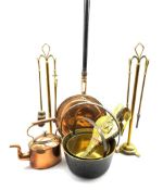Victorian copper and brass handled kettle