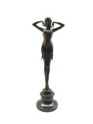 Art Deco style bronze figure of a dancer standing on her tiptoes after 'Chiparus'