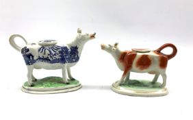 19th century Staffordshire Willow pattern cow creamer