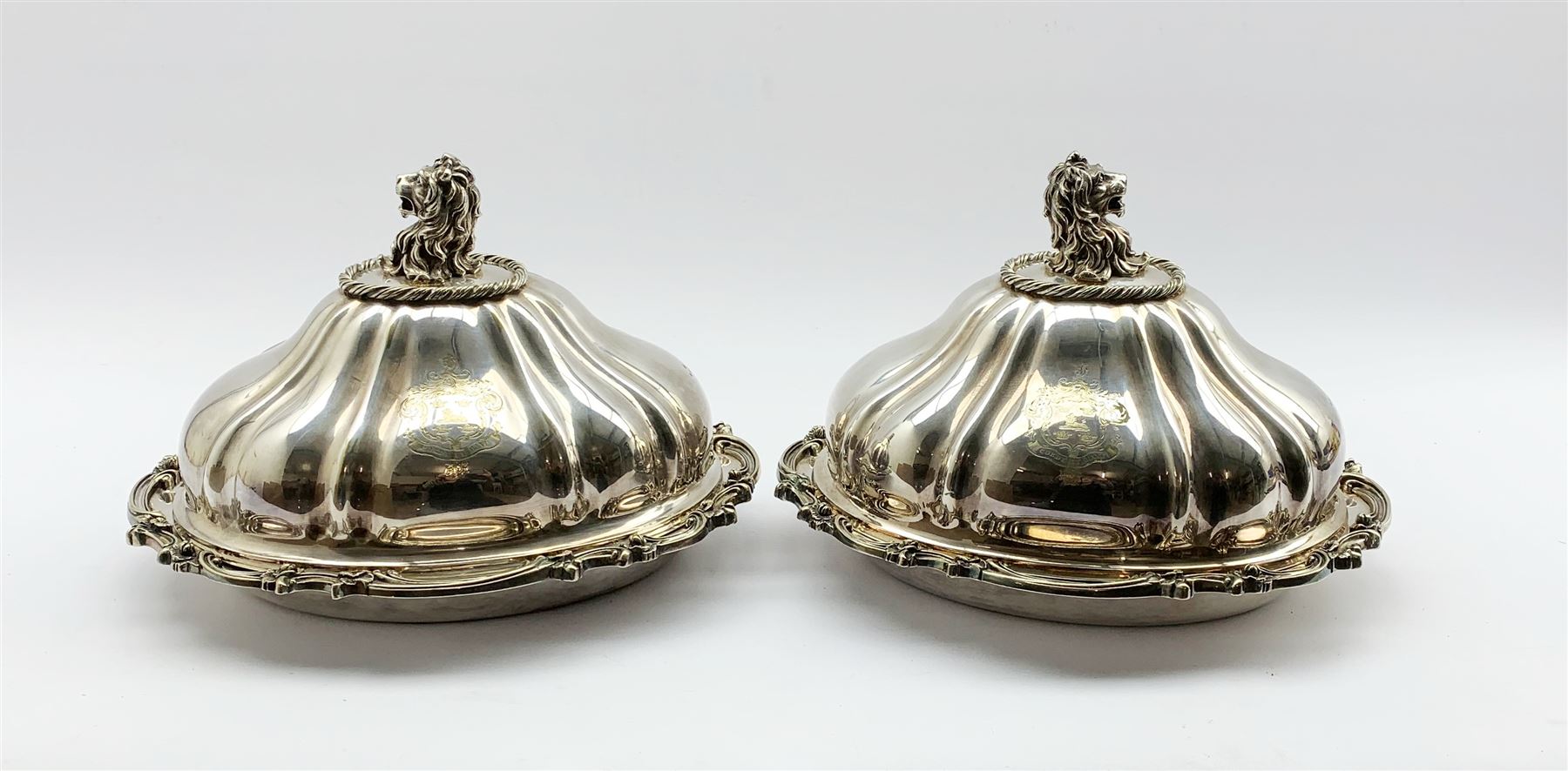 Pair of Victorian silver-plated entrée dishes and covers by Elkington & Co.
