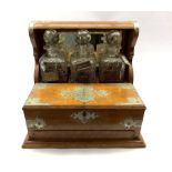 Victorian oak tantalus with silver-plated mounts