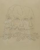 Circle of Austin Osman Spare (British 1886-1956): Four-faced Skull and Hands
