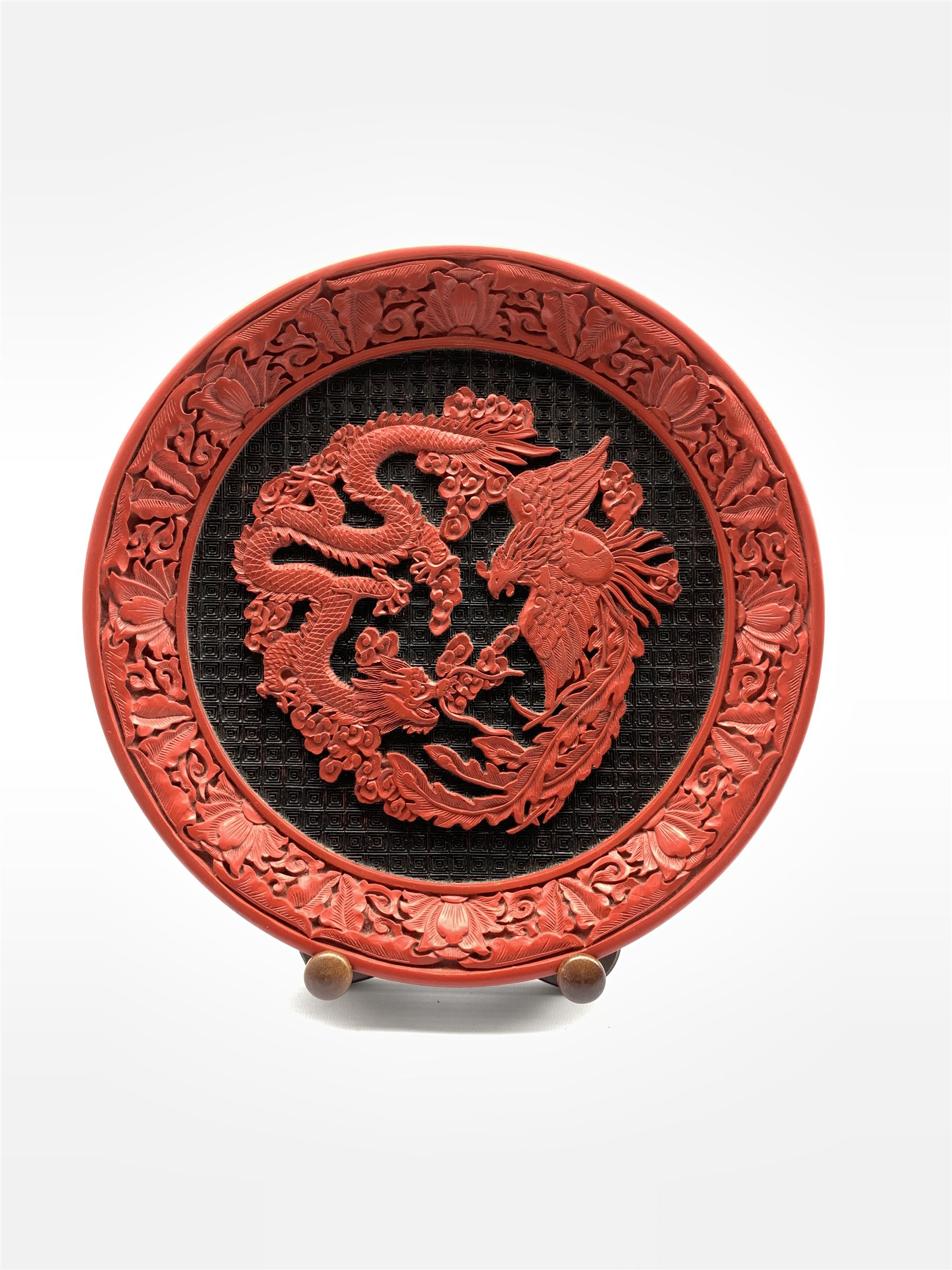 20th century Chinese Cinnabar style plate