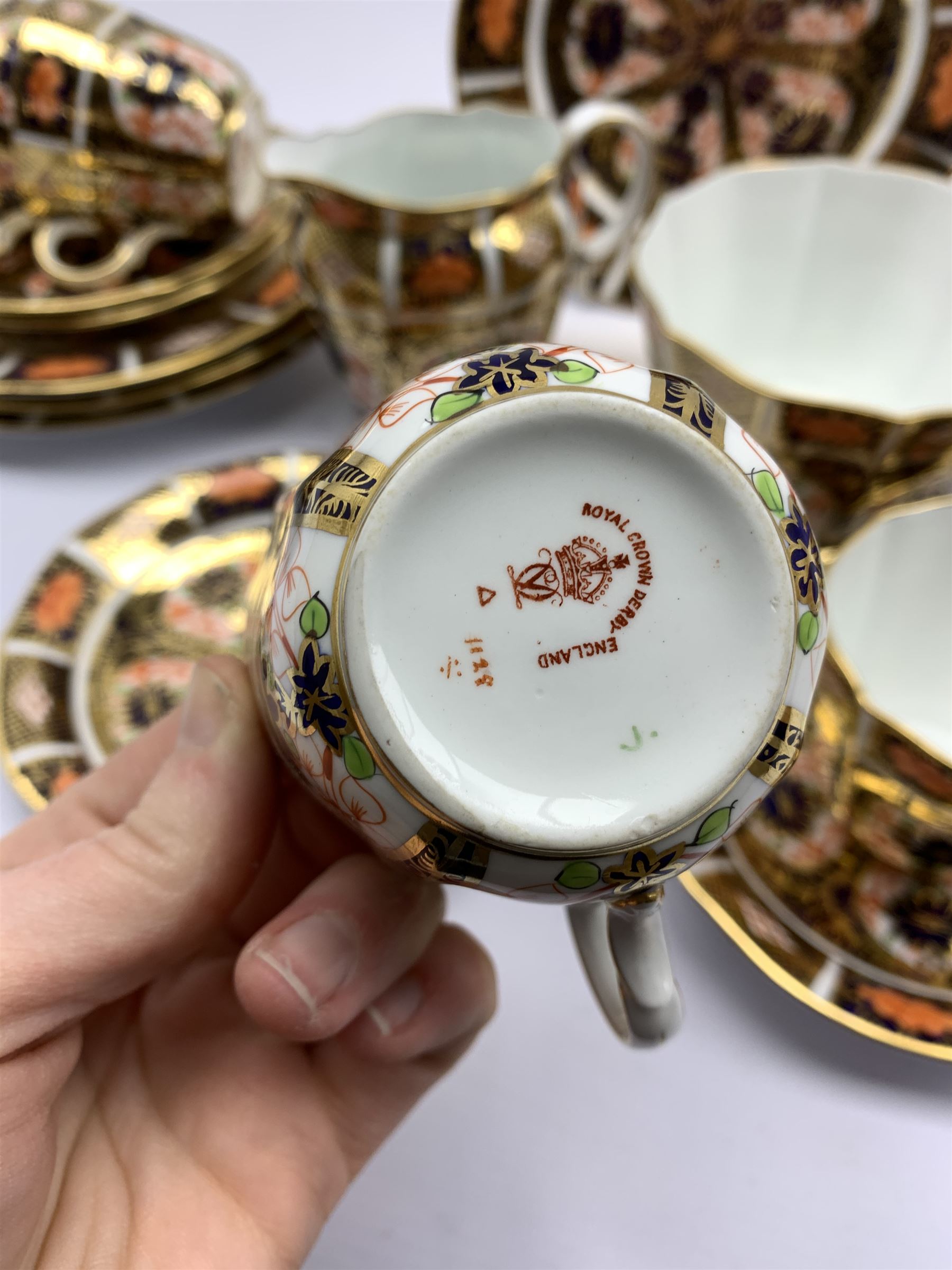 Early 20th century Royal Crown Derby Imari pattern no. 1128 tea set comprising six trios - Image 2 of 2