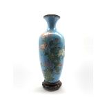 Chinese Cloisonné vase decorated with chrysanthemum on blue ground