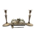 Victorian plated rectangular inkstand