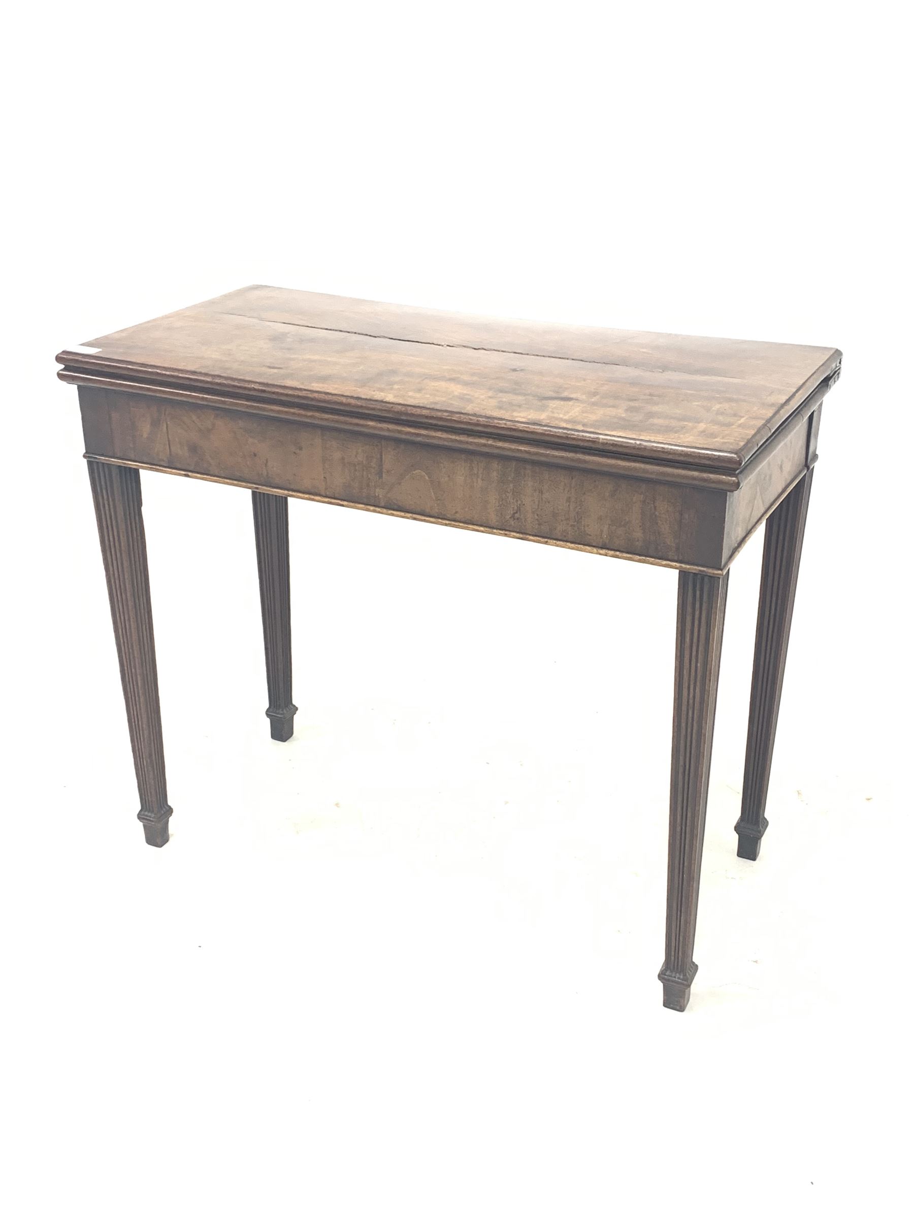 Mid 19th century Gillows design figured mahogany fold over tea table