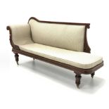Mid 19th century mahogany upholstered chaise longue