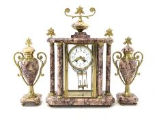French marble clock garniture stamped 'Lardot et Boyon